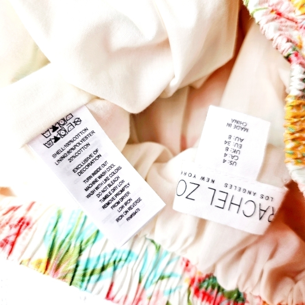 Rachel Zoe 100% Cotton Fully Lined Pull On Floral Maxi Skirt 4 Colorful Rare New - Picture 14 of 16
